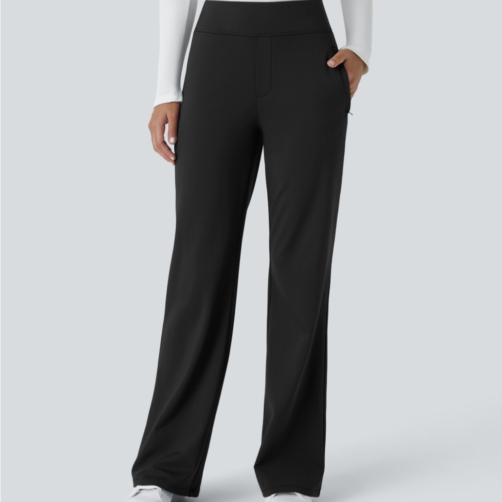 NWT HALARA Flex High Waisted Side Zipper Pocket Work Flare Pants